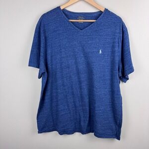 Polo Ralph Lauren T-Shirt Mens XXL Blue V-Neck Short Sleeve Casual Tee